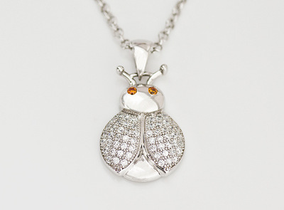 銀飾廠家批發(fā) S925純銀甲殼蟲微鑲鋯石吊墜項(xiàng)鏈——深圳市約瑟兄弟珠寶首飾